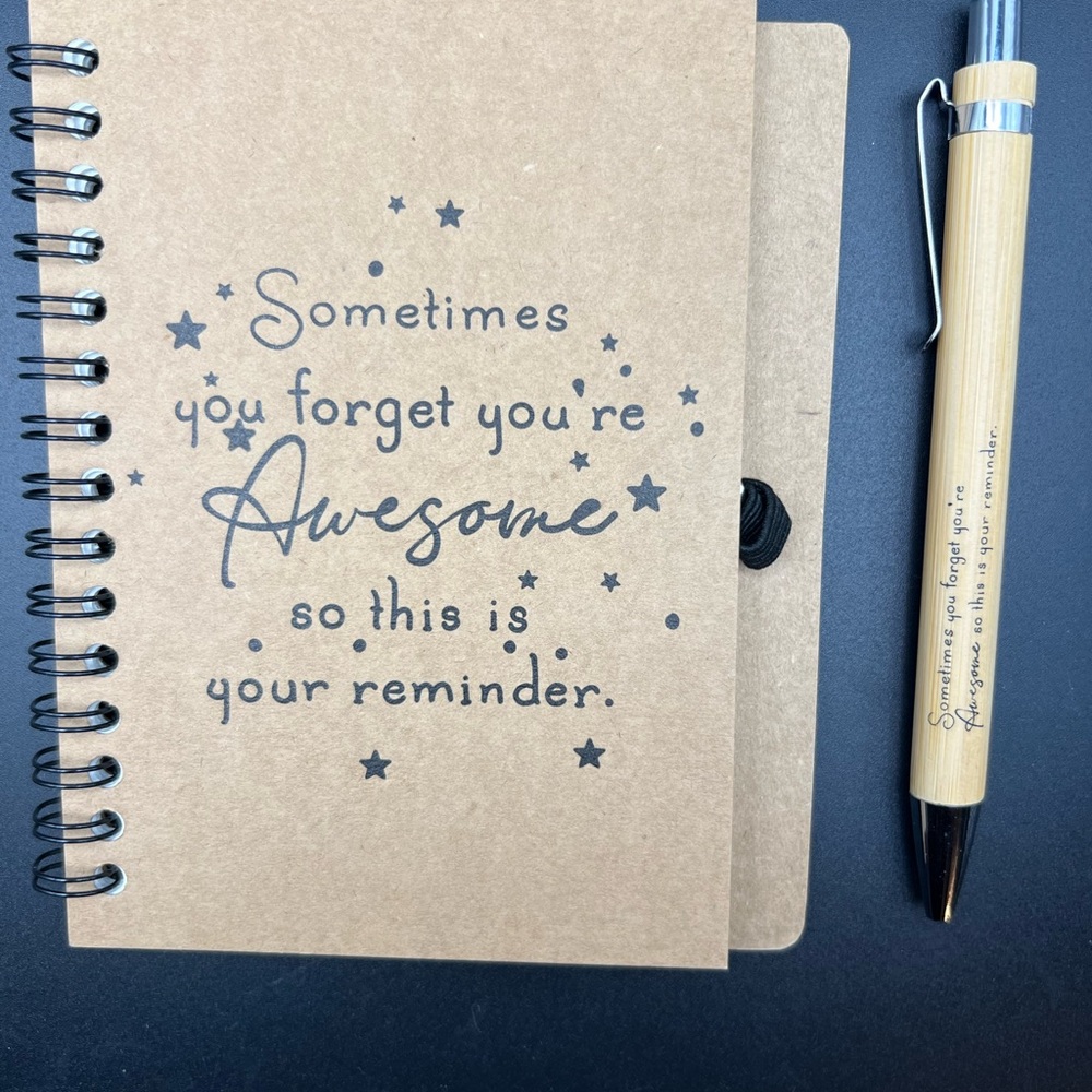 Inspirational Brown Notebook and Bamboo Pen Set